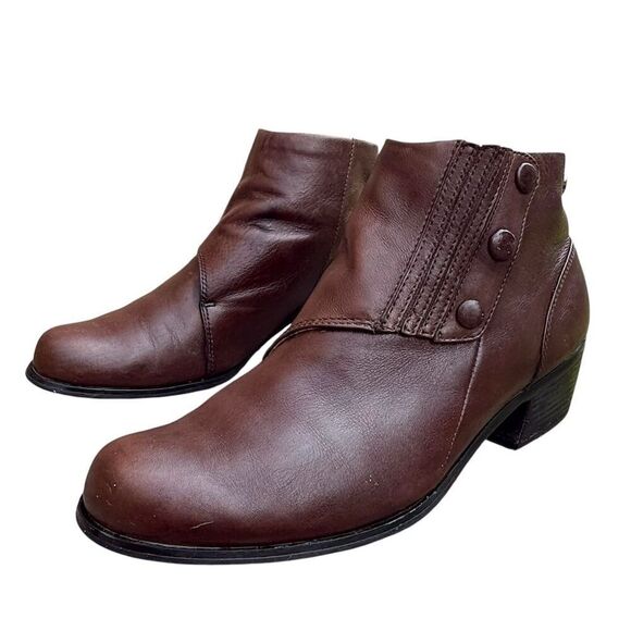 Ariat Spat II Women's Brown Leather Ankle Boots Size 9.5 Snap Detail Bootie - Picture 11 of 13